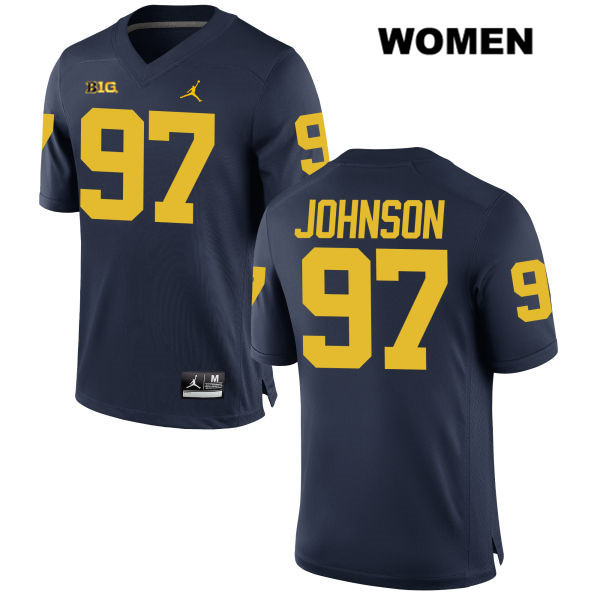 Women's NCAA Michigan Wolverines Ron Johnson #97 Navy Jordan Brand Authentic Stitched Football College Jersey NQ25W66QL